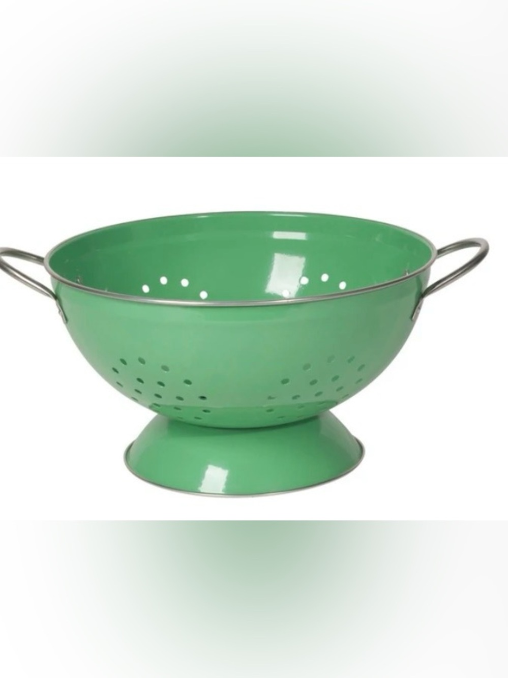 Now Designs 3 Qt Metal Colander 8.5 in Green/Silver Modern w/ Handles NWT